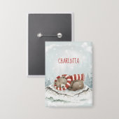 Custom Winter Bear Badge Button (Voorkant / Achterkant)