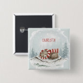 Custom Winter Bear Badge Vierkante Button 5,1 Cm (Voorkant /achterkant)