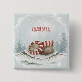 Custom Winter Bear Badge Vierkante Button 5,1 Cm