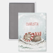 Custom Winter Bear Magnet Magneet (Voorkant / Achterkant)