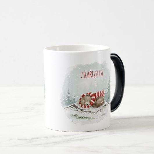 Custom Winter Bear Mug – Sleeping Animal Design Magische Mok (Voorkant rechts)