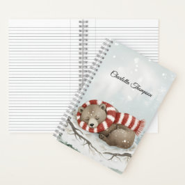 Custom Winter Bear Spiral Notebook Notitieboek