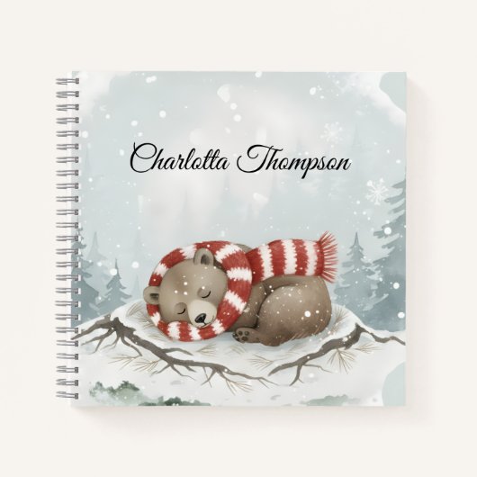 Custom Winter Bear Spiral Notebook Notitieboek (Voorkant)
