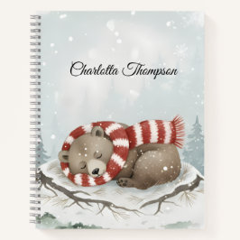 Custom Winter Bear Spiral Notebook Notitieboek