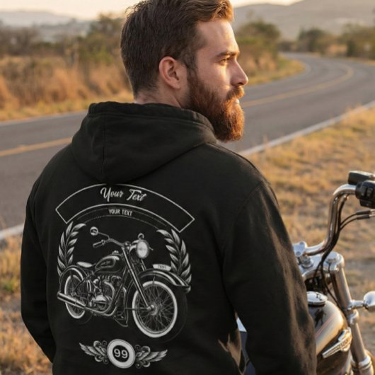 Custom Winter Biker Skull Motorcycle Zip Hoodie