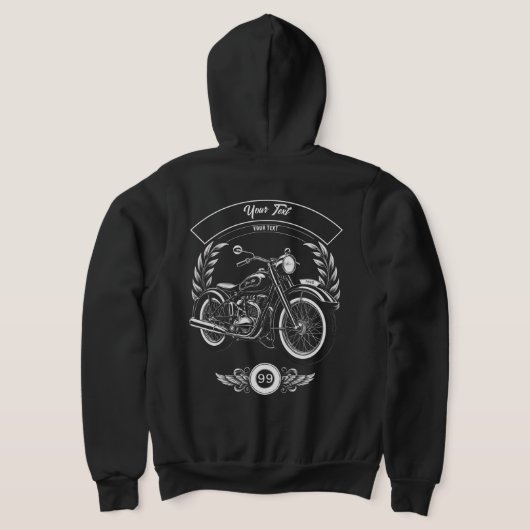 Custom Winter Biker Skull Motorcycle Zip Hoodie (Laag Achter)