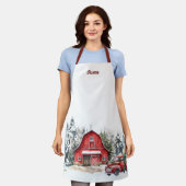 Custom Winter Forest Kerstmis Schort (Gedragen)