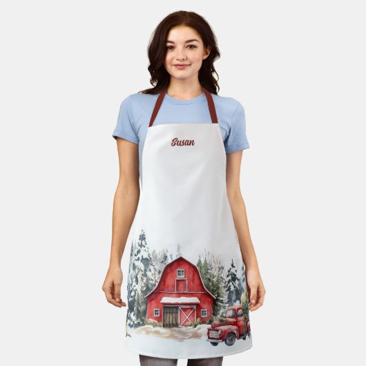 Custom Winter Forest Kerstmis Schort (Gedragen)
