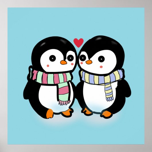 Custom Winter Penguin Love Poster (Voorkant)