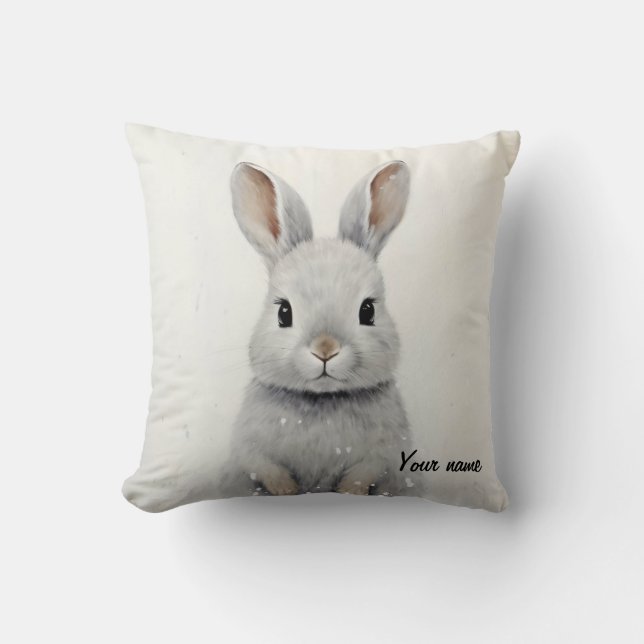 Custom Winter Rabbit Pet Love Schattigee esthetiek Kussen (Voorkant)