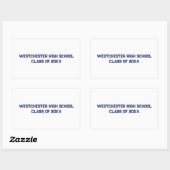 Custom wit blauw school en klas jaar afstuderen rechthoekige sticker (Vel)