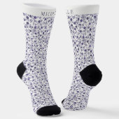 Custom Wit Bloemen Licht Donker Paarse Violet Sokken (Gebogen)