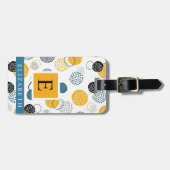 Custom Wit Geel Blauw Zwart Abstract Patroon Bagagelabel (Voorkant horizontaal)