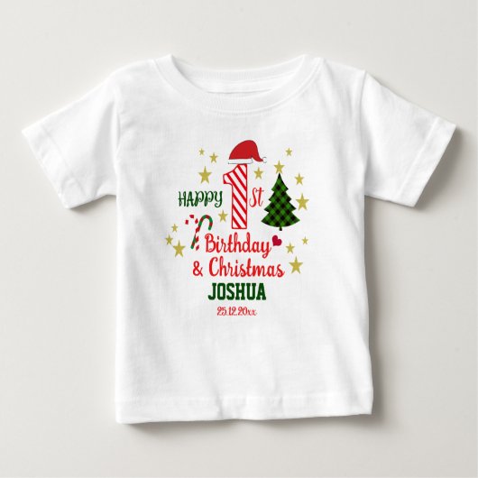 Custom Wit Gelukkig 1e Verjaardag & Eerste Kerstmi (Voorkant)
