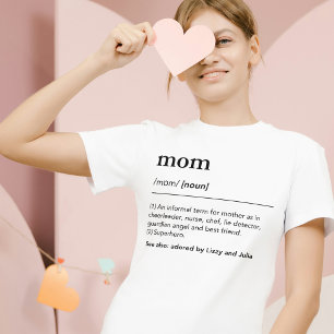 Custom wit grappig moeder woordenboek kinder namen t-shirt