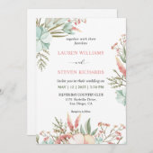 Custom Wit Groen Roze Pastel Boho Wedding Kaart (Voorkant / Achterkant)