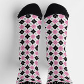 Custom Wit Roze Zwart Geruite Argyle Patroon Sokken (Top)