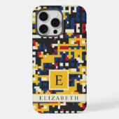 Custom Wit Zwart Geel Blauw Pixel Abstract iPhone Hoesje (Achterkant)