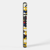 Custom Wit Zwart Geel Blauw Pixel Abstract iPhone Hoesje (Rechterkant)