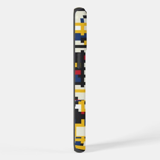 Custom Wit Zwart Geel Blauw Pixel Abstract iPhone Hoesje (Rechterkant)