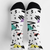 Custom Wit Zwart Groen Roze Geel Abstract Sokken (Top)