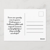 Custom Witch Pet Halloween Theme Bat Modern Script Briefkaart (Achterkant)