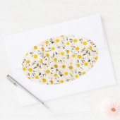 Custom Witte Daisies Blank Elegante Natuur Sjabloo Ovale Sticker (Envelop)