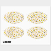 Custom Witte Daisies Blank Elegante Natuur Sjabloo Ovale Sticker (Vel)