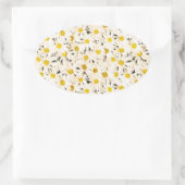 Custom Witte Daisies Blank Elegante Natuur Sjabloo Ovale Sticker (Tas)