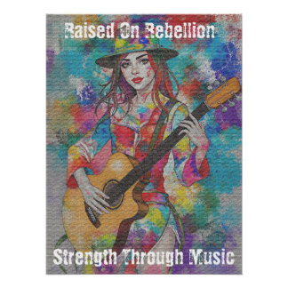 Custom Woman Gitarist Abstract Art Inspirerend Perfect Poster