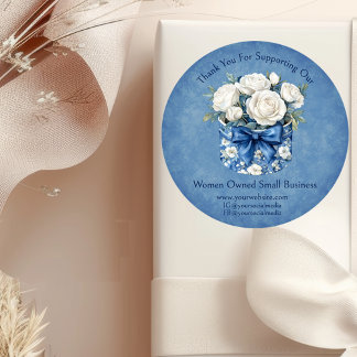 Custom Women Owned Floral Promotional Business  Ronde Sticker