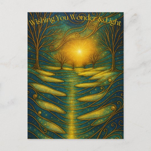 Custom Wonder & Light Secular Holiday Postcard Briefkaart (Voorkant)