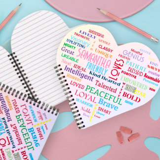 Custom Word Art Heart Keepsake Voeg je eigen woord Notitieboek