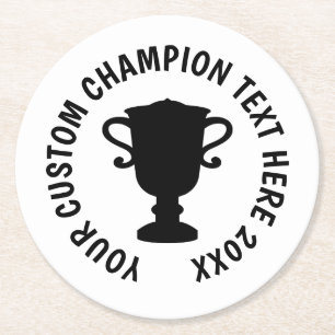 Custom World Champion trophy silhouette Ronde Kartonnen Onderzetter