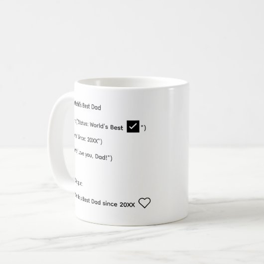 Custom World’s Best Dad Code Mug – Year Gift (Devant gauche)