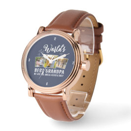 Custom World's Best Grandpa 3 Photo  Horloge
