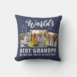 Custom World's Best Grandpa 3 Photo  Kussen