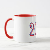 Custom Year Mok met rode en blauwe handgetekende 2 (Links)