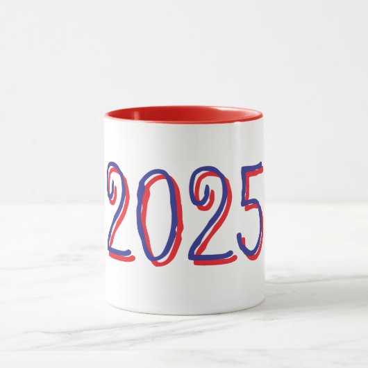 Custom Year Mok met rode en blauwe handgetekende 2 (Midden)