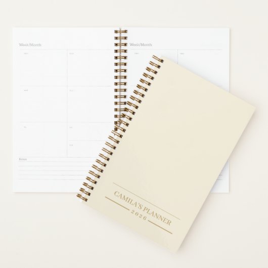 Custom Yearly Planner | Sleek Neutral Design (Devant avec enveloppe)