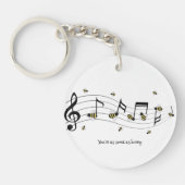 Custom Yellow Bee op muziek Note Sleutelhanger (Voorkant)