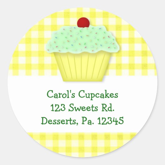 Custom Yellow Cupcake Sticker (Voorkant)