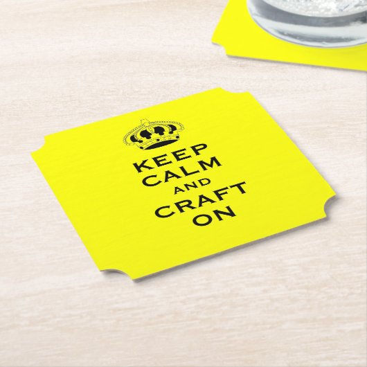 Custom Yellow Keep Calm (uw woord) Set van 6 Kartonnen Onderzetters (Gekanteld)