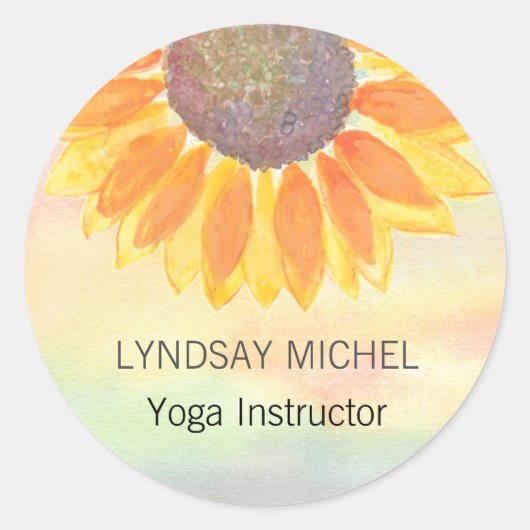 Custom Yoga Instructor Sunflower Ronde Sticker (Voorkant)