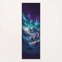 Custom Yoga Mat – Fantasy Aurora Mountain Landscap