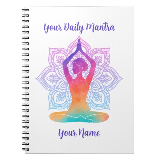 Custom Yoga Notebook with Name & Mantra Notitieboek (Voorkant)