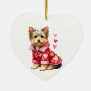 Custom Yorkshire Terrier Dog Valentijn Keramisch Ornament