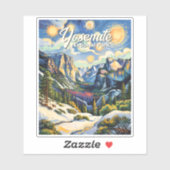 Custom Yosemite Tunnel View Winter Van Gogh Style Sticker (Vel)