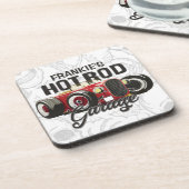 Custom YOUR NAME Hot Rod Garage Personalized Car Bier Onderzetter (Linkerzijde)
