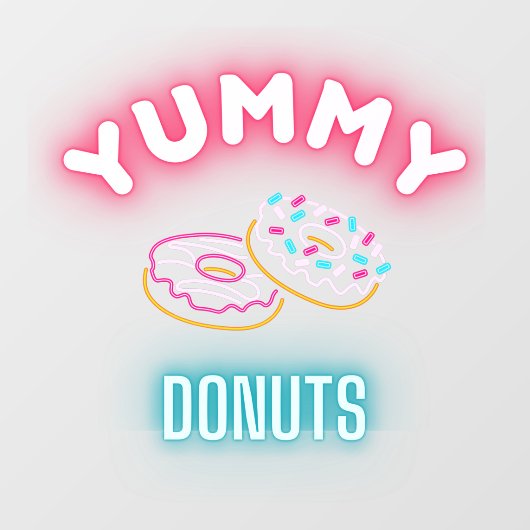 Custom Yummy Sprinkle Donuts Faux Neon Lights Raamsticker (Vel)